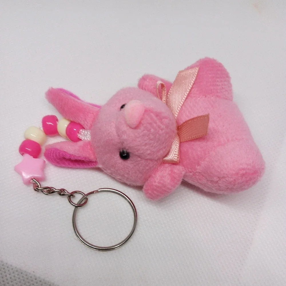 Adorable Fur Bunny Cute Plush Bunny Keychain Key Ring